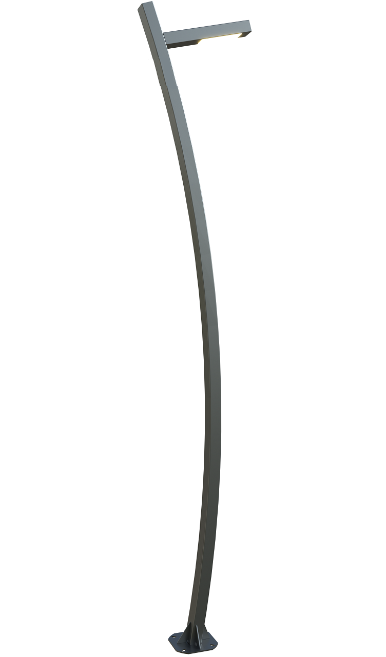 Curved LED pole 16 ft. Amsterdam OD 4x3 (Galvanized steel) One side 90W 12150Lm